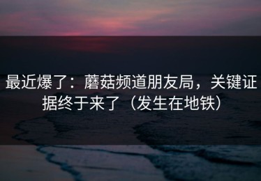 最近爆了：蘑菇频道朋友局，关键证据终于来了（发生在地铁）
