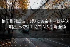 柚子影视盘点：爆料5条亲测有效秘诀，明星上榜理由彻底令人引爆全场