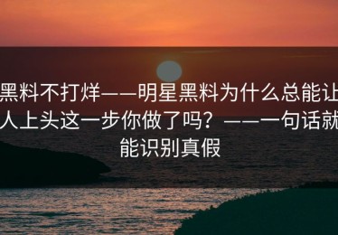 黑料不打烊——明星黑料为什么总能让人上头这一步你做了吗？——一句话就能识别真假