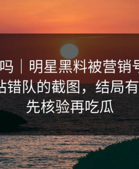 你敢信吗｜明星黑料被营销号盯上｜最容易站错队的截图，结局有点反转｜先核验再吃瓜