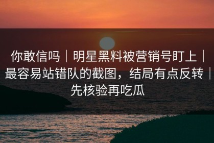 你敢信吗｜明星黑料被营销号盯上｜最容易站错队的截图，结局有点反转｜先核验再吃瓜