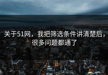 关于51网，我把筛选条件讲清楚后，很多问题都通了