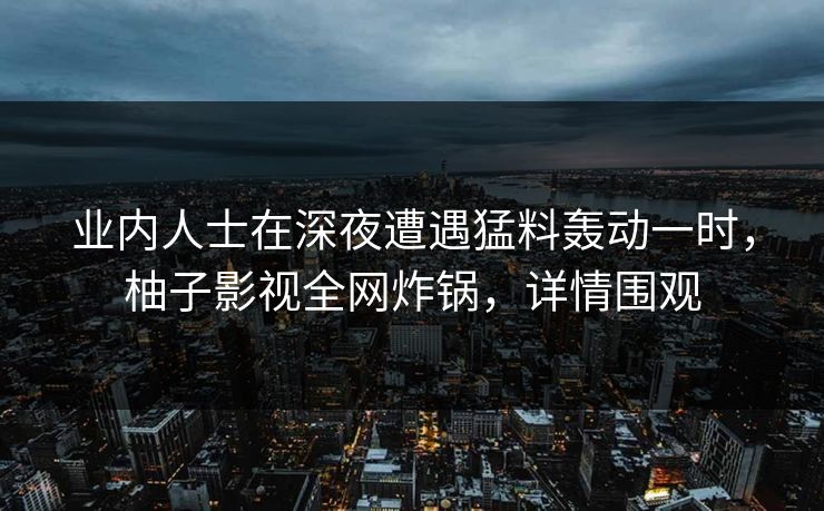 业内人士在深夜遭遇猛料轰动一时，柚子影视全网炸锅，详情围观