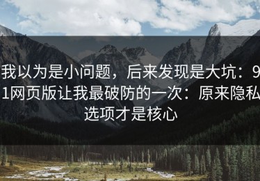 我以为是小问题，后来发现是大坑：91网页版让我最破防的一次：原来隐私选项才是核心