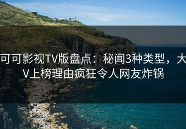 可可影视TV版盘点：秘闻3种类型，大V上榜理由疯狂令人网友炸锅