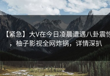 【紧急】大V在今日凌晨遭遇八卦震惊，柚子影视全网炸锅，详情深扒