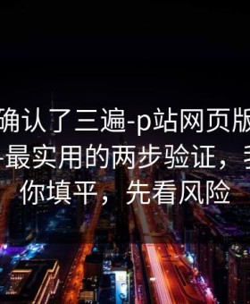 我反复确认了三遍-p站网页版被盯上了？——最实用的两步验证，我把坑给你填平，先看风险