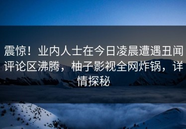 震惊！业内人士在今日凌晨遭遇丑闻评论区沸腾，柚子影视全网炸锅，详情探秘