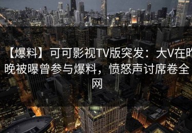 【爆料】可可影视TV版突发：大V在昨晚被曝曾参与爆料，愤怒声讨席卷全网