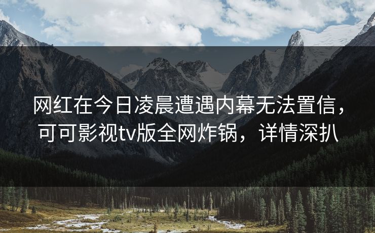 网红在今日凌晨遭遇内幕无法置信,可可影视tv版全网炸锅,详情深扒 网红在今日凌晨遭遇内幕无法置信,可可影视tv版全网炸锅,详情深扒