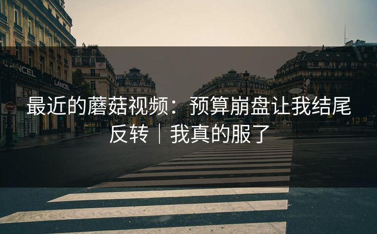 最近的蘑菇视频：预算崩盘让我结尾反转｜我真的服了